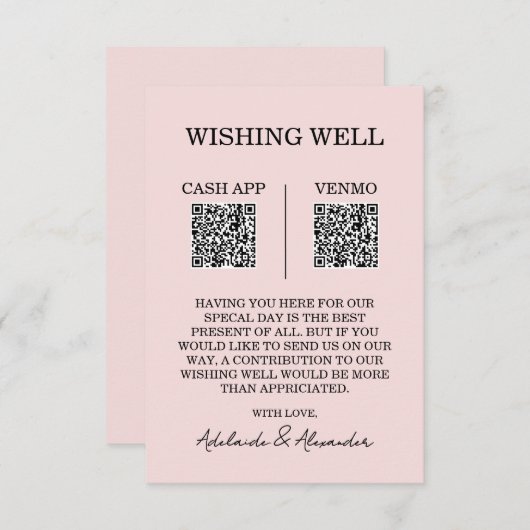 ガーデンバラ結婚ピンクの願い井戸 エンクロージャーカード (正面/裏面)