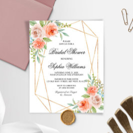 ガーデンバラ&金ゴールドフレームブライダルシャワー招待