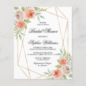 ガーデンバラ&金ゴールドフレームブライダルシャワー招待 (正面)