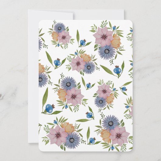 ガーデンバースデーパーティーウォーターカラーフラワーインベント 招待状 (裏面)