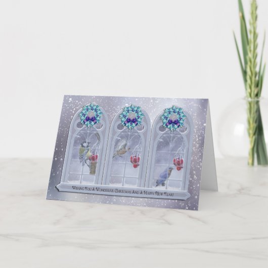 ガーデンバーズクリスマスウィンドウのグリーティングカード シーズンカード (正面)