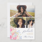 ガーデンパステルワイルドフラワーフォト卒業 招待状 (裏面)