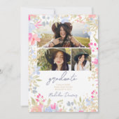 ガーデンパステルワイルドフラワー3枚の写真卒業 案内状 (正面)