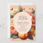 ガーデンパステル開花ピーチブライダルシャワー 招待状 (正面)