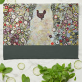 ガーデンパスw鶏、グスタフクリムト、アールヌーボー キッチンタオル (折り畳み)