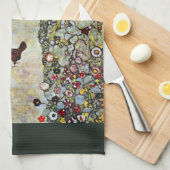 ガーデンパスw鶏、グスタフクリムト、アールヌーボー キッチンタオル (四つ折り)