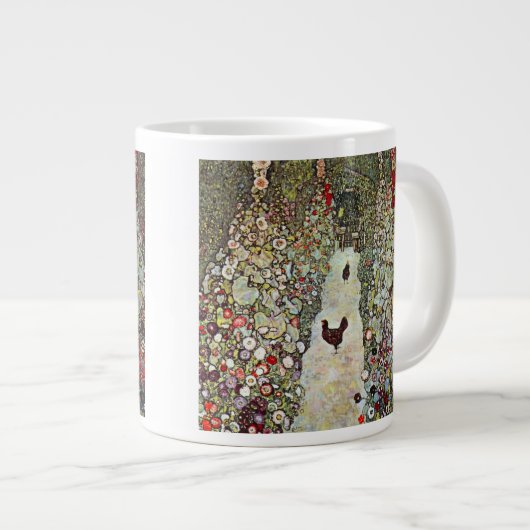 ガーデンパスw鶏、グスタフクリムト、アールヌーボー ジャンボコーヒーマグカップ (正面右)