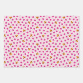 ガーデンパターンキッズの水色ピンクのウサギ ラッピングペーパーシート (正面3)