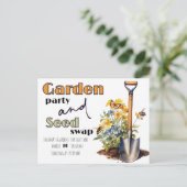 ガーデンパーティーとシードスワップ インビテーションポストカード (スタンド正面)