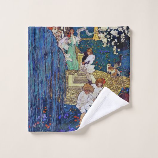 ガーデンパーティーと犬&猫、ジェシー・ウィルコックス・スミス バスタオルセット (ウォッシュタオル)