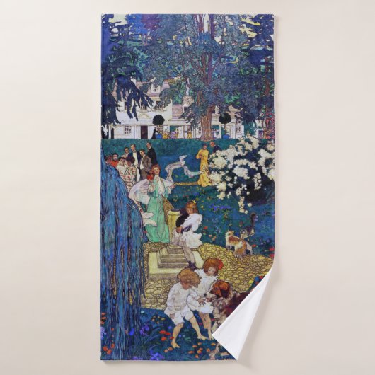 ガーデンパーティーと犬&猫、ジェシー・ウィルコックス・スミス バスタオル (バスタオル)