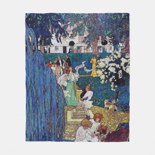 ガーデンパーティーと犬&猫、ジェシー・ウィルコックス・スミス フリースブランケット (正面)