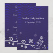 ガーデンパーティーのご招待 | 青 招待状 (正面/裏面)
