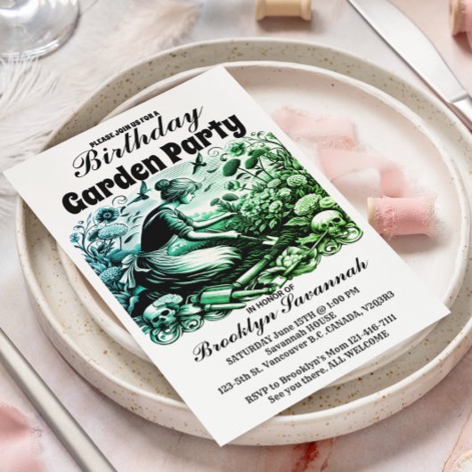 ガーデンパーティーの招待状 ガーデナーの労働 Garden Party ポストカード