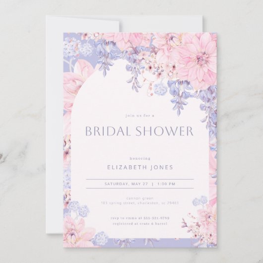 ガーデンパーティーウィステリアブライダルシャワー招待 招待状 (正面)