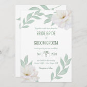 ガーデンパーティーウェディング招待、ガーデニアス&グリーンリー 招待状 (正面/裏面)