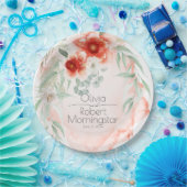 ガーデンパーティーウォーターカラーコーラルフラワー ペーパープレート (パーティー)