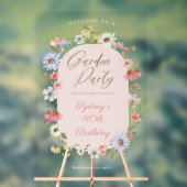 ガーデンパーティーウォーターカラーワイルドフラワーフローラ誕生日 アクリルサイン (ニュートラル)