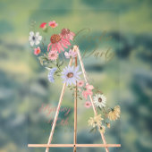 ガーデンパーティーウォーターカラーワイルドフラワーフローラ誕生日 アクリルサイン (ニュートラル)