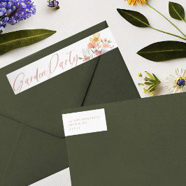 ガーデンパーティーウォーターカラーワイルドフラワーフローラ誕生日 ラップアラウンドラベル