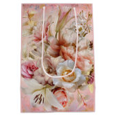 ガーデンパーティーカスタムピンク抱き枕 – 小、光沢 ミディアムペーパーバッグ (裏面)