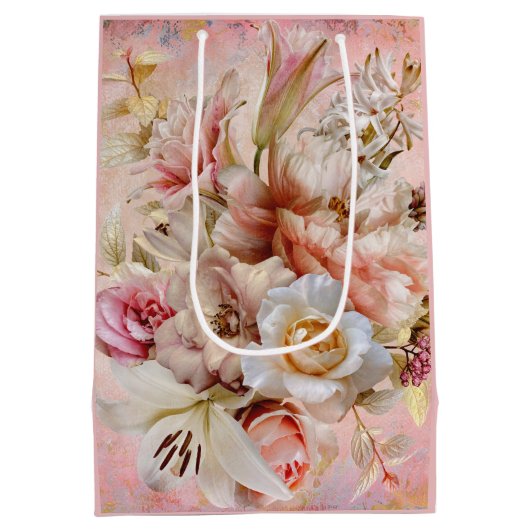 ガーデンパーティーカスタムピンク抱き枕 – 小、光沢 ミディアムペーパーバッグ (裏面)