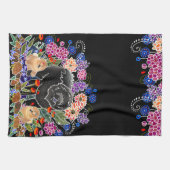 ガーデンパーティーチャウキッチンタオル黒い背景 キッチンタオル (横)