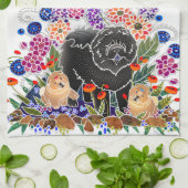 ガーデンパーティーチョウキッチンタオル白い背景 キッチンタオル (折り畳み)