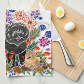 ガーデンパーティーチョウキッチンタオル白い背景 キッチンタオル (四つ折り)