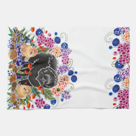 ガーデンパーティーチョウキッチンタオル白い背景 キッチンタオル