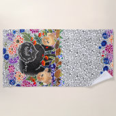 ガーデンパーティーチョウビーチタオル白い背景 ビーチタオル (正面)