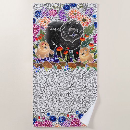 ガーデンパーティーチョウビーチタオル白い背景 ビーチタオル (正面)