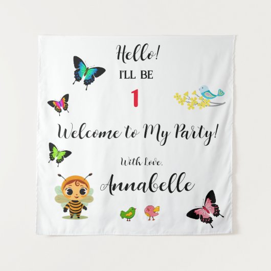 ガーデンパーティーチルドレンお祝い タペストリー (正面)