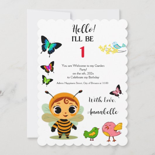 ガーデンパーティーチルドレンお祝い 招待状 (正面)