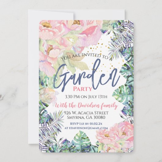 ガーデンパーティーバラリーフ 招待状 (正面)