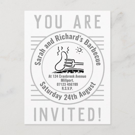 ガーデンパーティーバーベキュー招待状はがき インビテーションポストカード (正面)