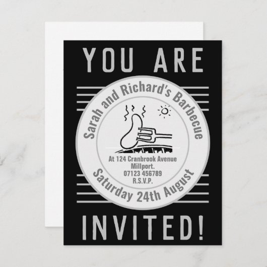 ガーデンパーティーバーベキュー招待状 招待状 (正面/裏面)