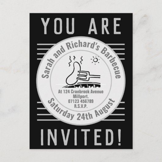 ガーデンパーティーバーベキュー インビテーションポストカード (正面)