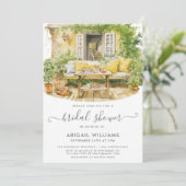 ガーデンパーティーピクニックイエローレモンブライダルシャワー 招待状 (スタンド正面)