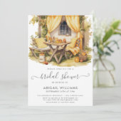 ガーデンパーティーピクニックオレンジシトラスブライダルシャワー 招待状 (スタンド正面)