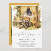 ガーデンパーティーピクニックオレンジシトラスブライダルシャワー 招待状 (正面/裏面)