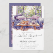 ガーデンパーティーピクニックラベンダーフローラブライダルシャワー 招待状 (正面/裏面)
