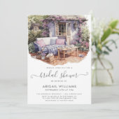 ガーデンパーティーピクニックラベンダーフローラブライダルシャワー 招待状 (スタンド正面)