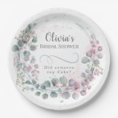 ガーデンパーティーピンクアンドグリーンユーカリ ペーパープレート (正面)