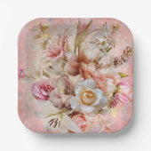 ガーデンパーティーピンクパーティープレート ペーパープレート (正面)