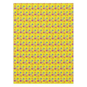 ガーデンパーティーファンキーレトロ70sフラワープリントイエロー テーブルクロス (正面)