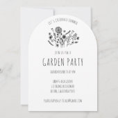 ガーデンパーティーフラワードアハンドドロードドードル 招待状 (裏面)