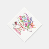 ガーデンパーティーフラワーハットレディーレッドワイン スタンダードカクテルナプキン (角)