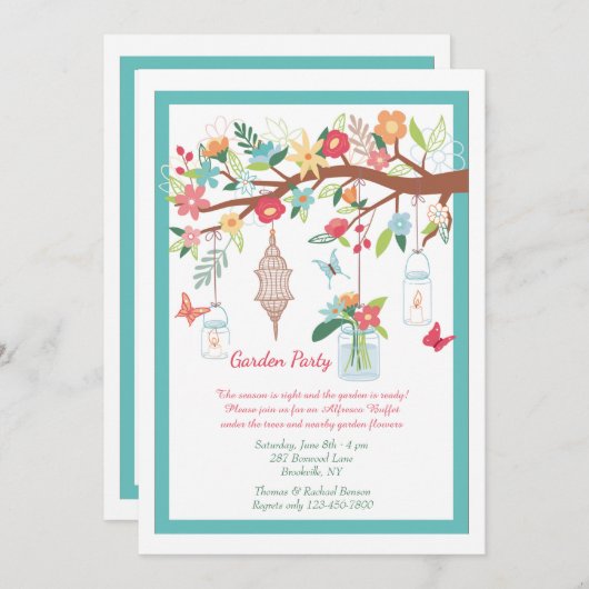 ガーデンパーティーフローラ招待状 招待状 (正面/裏面)