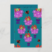 ガーデンパーティーブケッツ – ティール（緑がかった色）_Thank You サンキューカード (正面/裏面)